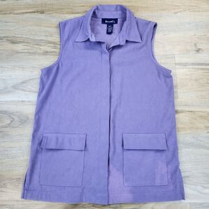 🔹️Denim & Co Eggplant Buttoned Front Sleeveless Vest Small